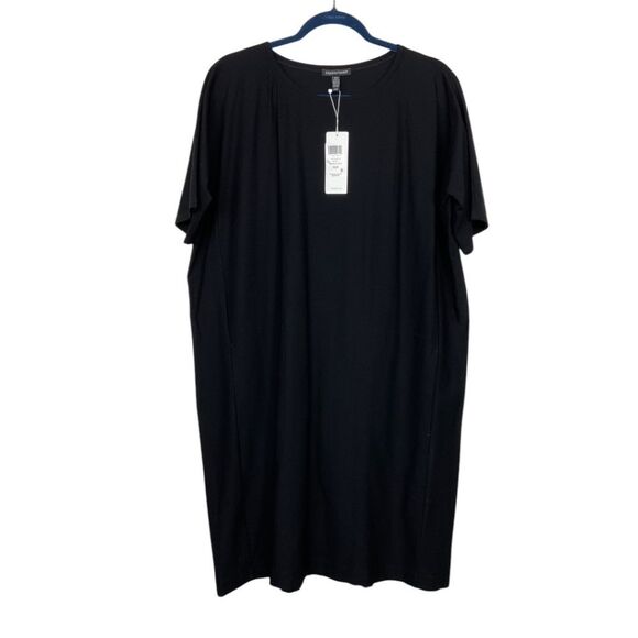 Eileen Fisher Round Neck Dress in Washable Stretch Crepe NWT - Picture 2 of 10